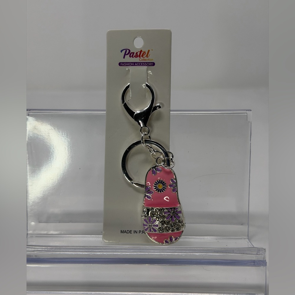 Pink Floral Slide Bag Charm